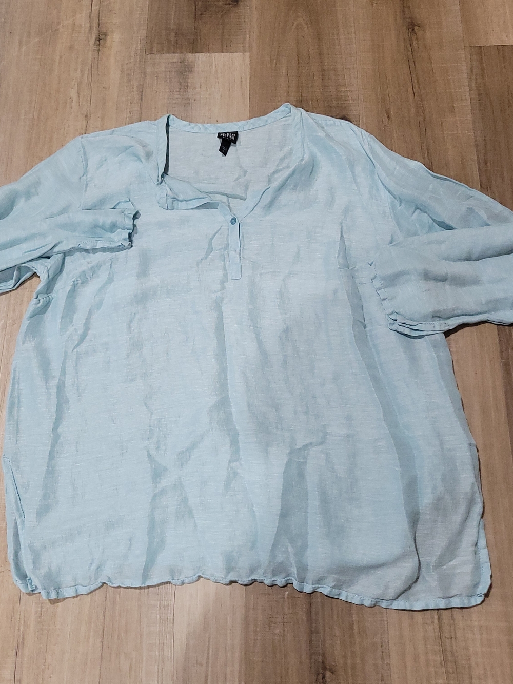 Eileen Fisher Light Blue Linen Blend Women's Tunic Top